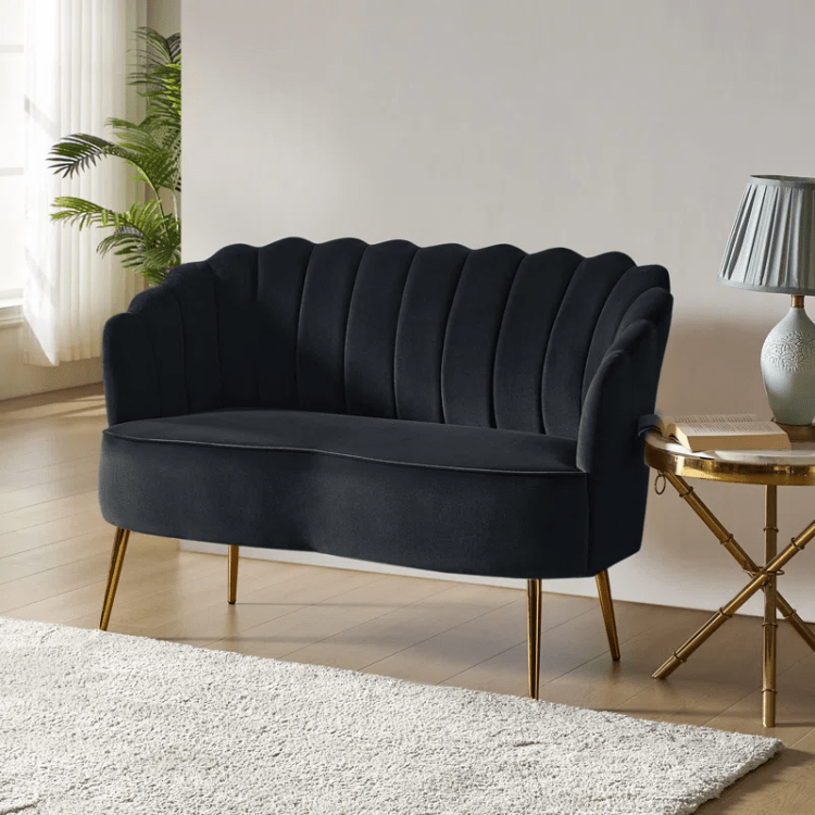Black Velvet Love Seat