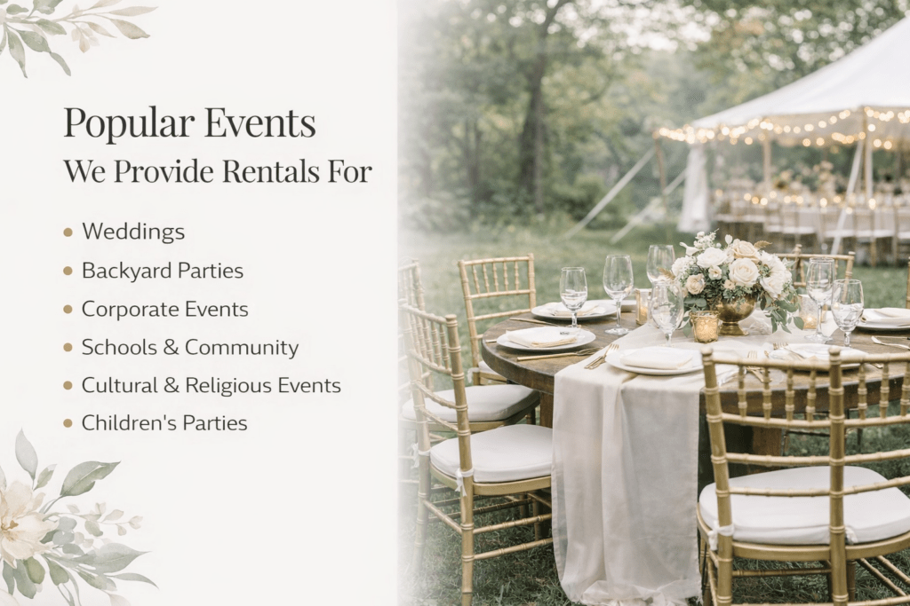 Table and chair rentals in Middlesex, NJ for weddings, backyard parties, and special events